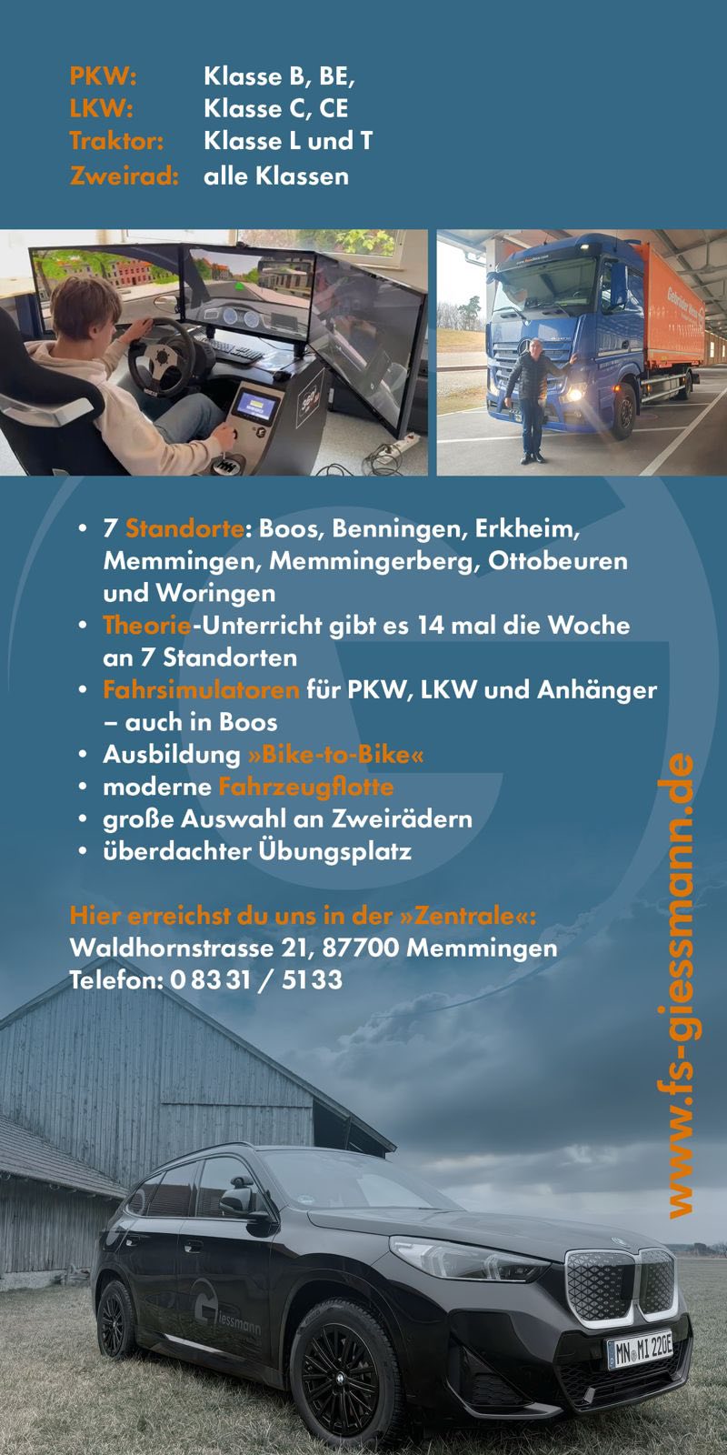 Kursangebote und moderne Fahrzeugflotte